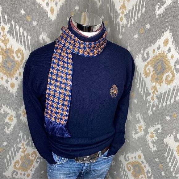 Vintage Polo Ralph Lauren Navy Cashmere Bullion Crest L/S Turtleneck Sweater - Picture 6 of 16